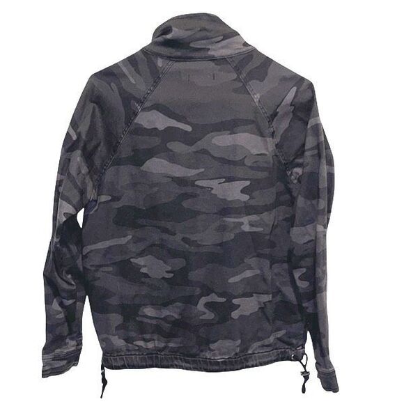 Democracy Womens Camouflage Full Zip Snap Drawstring Jacket Black Gray Small - Picture 3 of 8